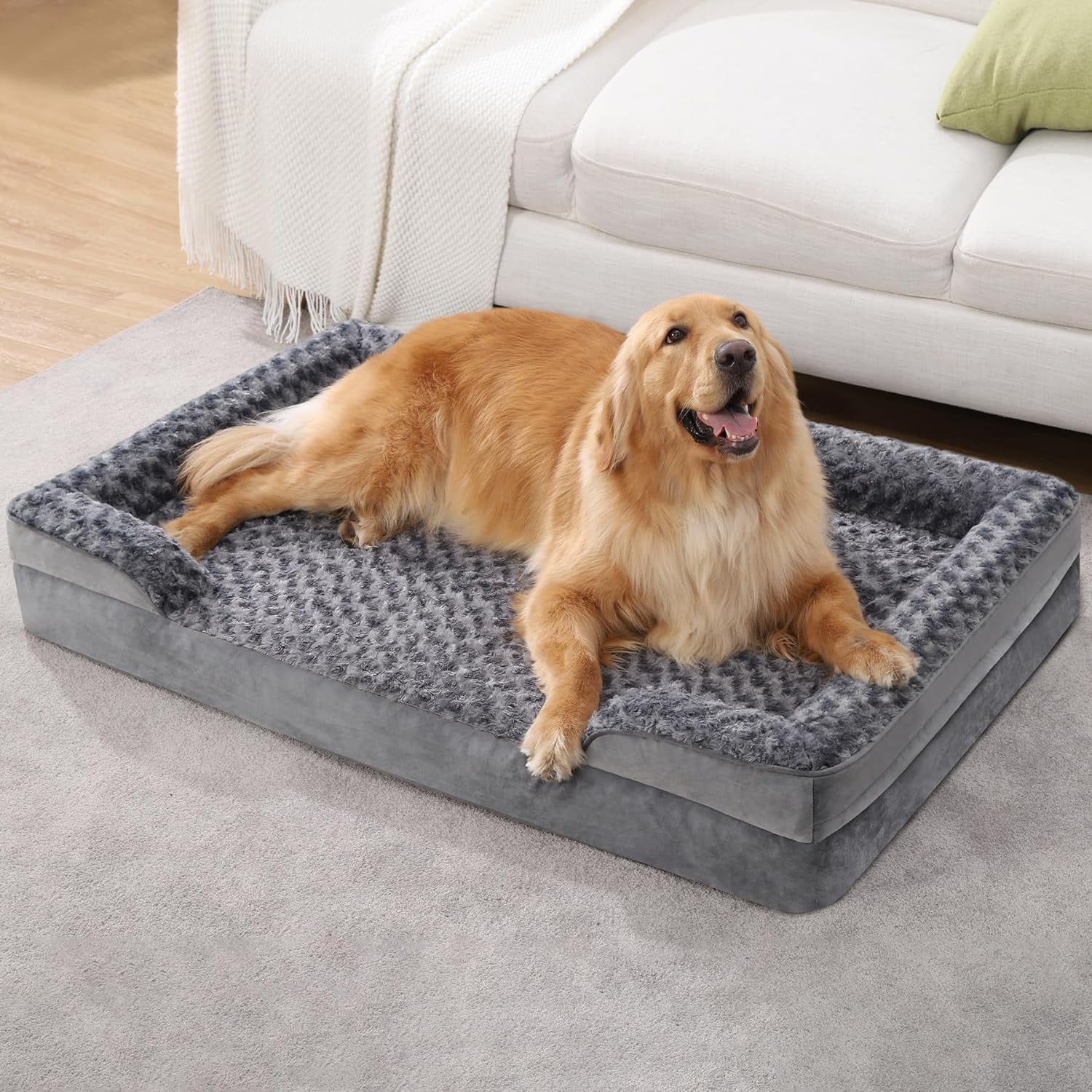 Orthopedic Dog Beds for Extra Large Dogs, Waterproof Memory Foam XL Dog Bed with Sides, NonSlip