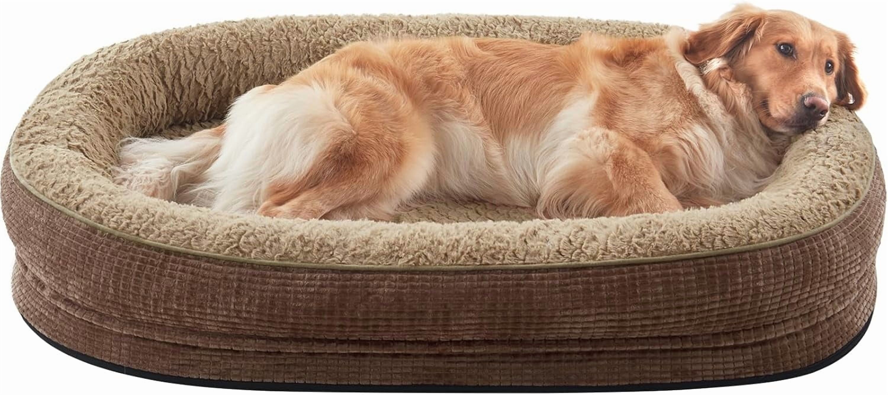 Orthopedic Dog Beds Large Sized Dog, XL Egg-Crate Memory Foam Pet Couch Bed with Bolster Sides, Waterproof Lining, Removable Washable Cover & Non-Slip Bottom, Brown