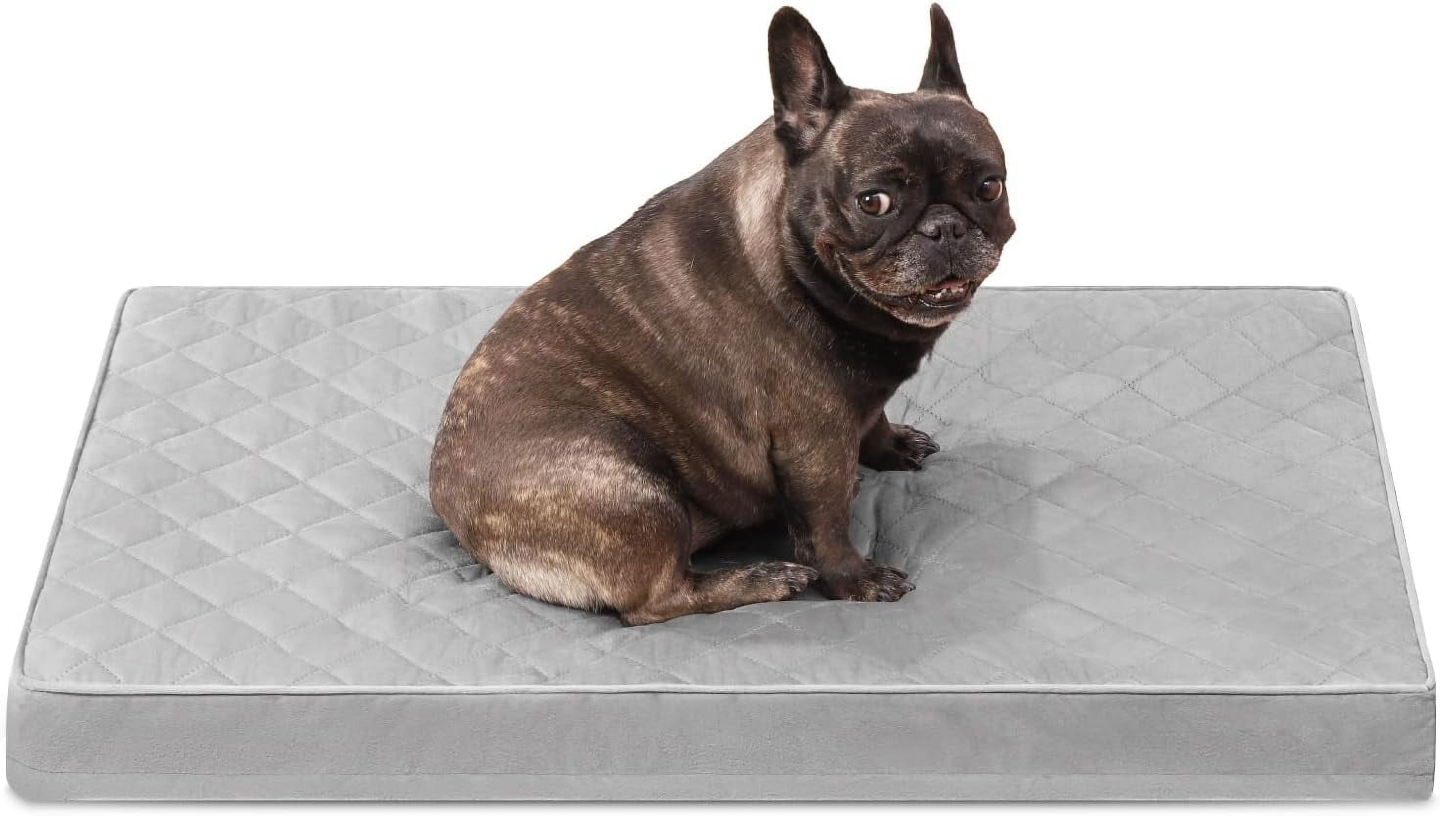 Orthopedic Dog Beds for Medium Dogs Waterproof Dog Bed with Removable Washable Cover and Non-Slip Bottom, Quilting Dog Bed for Crate, 29x18 Inch, Light Gray