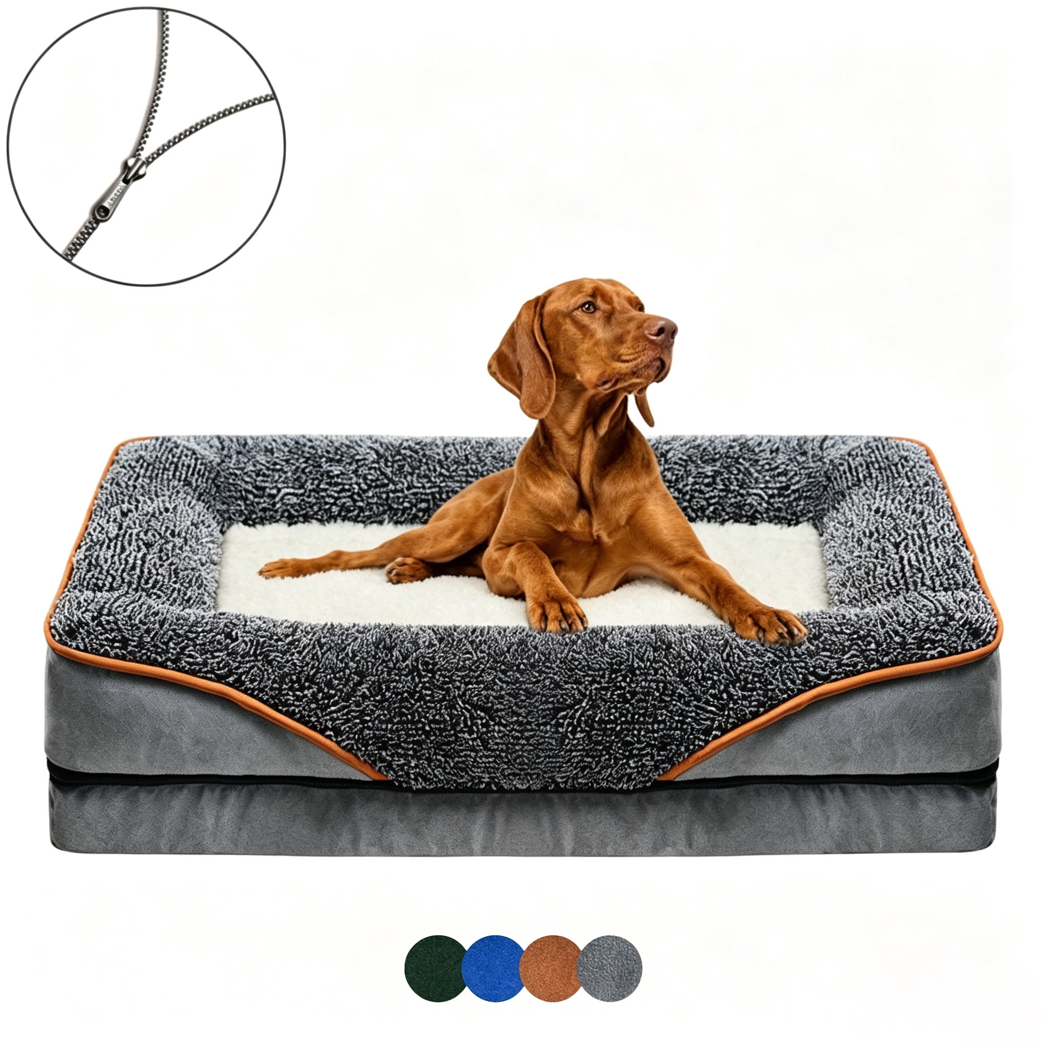Small Medium Large Orthopedic Sofa Dog Bed with Removable Washable Cover & Non-Slip Bottom, Gray