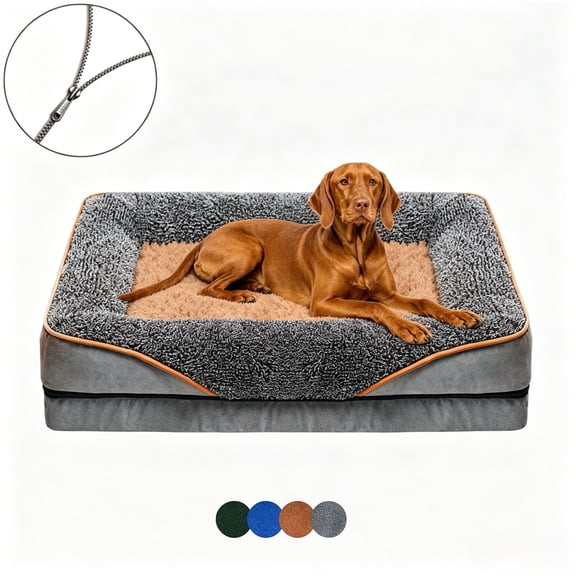 Orthopedic Dog Sofa Bed, Removable Washable Cover, Non-Slip Bottom, Waterproof Pet Couch for Small/Medium/Large Dogs, dark gray,Size:S-XL