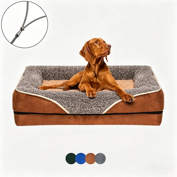 Small to Large Orthopedic Sofa Dog Bed with Removable Washable Cover, Gray