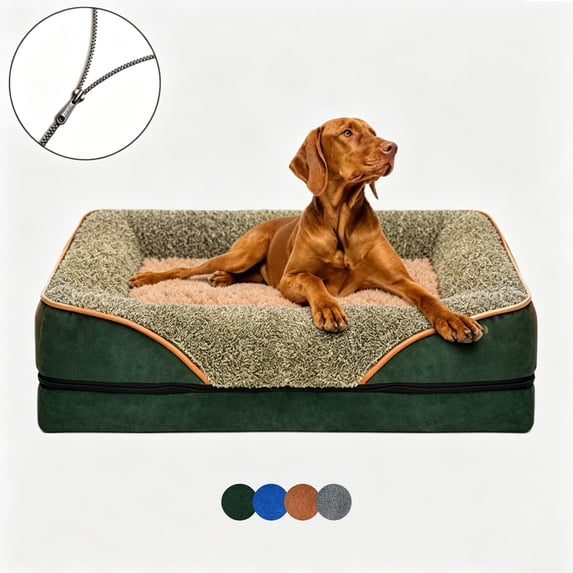 Small Medium Large Orthopedic Sofa Dog Bed with Removable Washable Cover & Non-Slip Bottom, Dark Gray