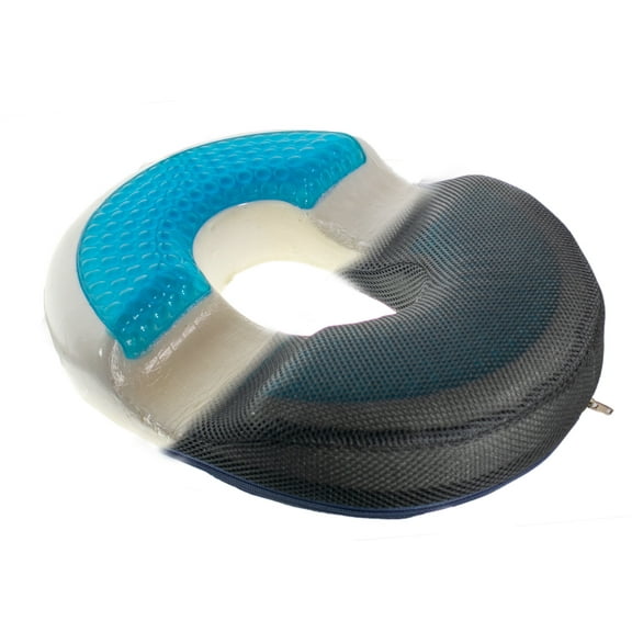 Orthopedic Donut Seat Cushion with Cooling Gel Infused Memory Foam - Ergonomic Pressure Pain Relief For Coccyx, Tailbone, and Hemorrhoid Pain - Comfortable Seat Pillow - Black