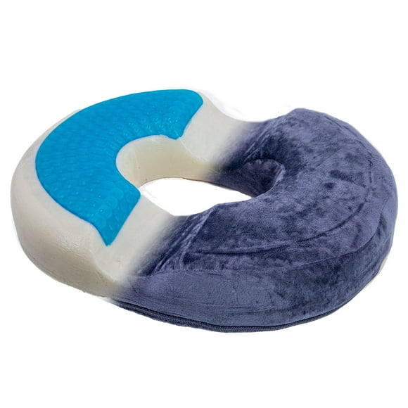 Orthopedic Donut Seat Cushion with Cooling Gel Infused Memory Foam - Ergonomic Pressure Pain Relief For Coccyx, Tailbone, and Hemorrhoid Pain - Comfortable Seat Pillow - Blue