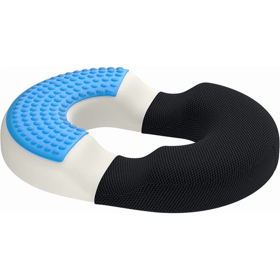 Orthopedic Donut Seat Cushion - Standard, 16 x 13 Inch, Memory Foam Gel Office Chair Cushion for Hemorrhoid, Tailbone, Butt, Coccyx Relief - Support Pillow for Office, Car, Home and Wheelchair