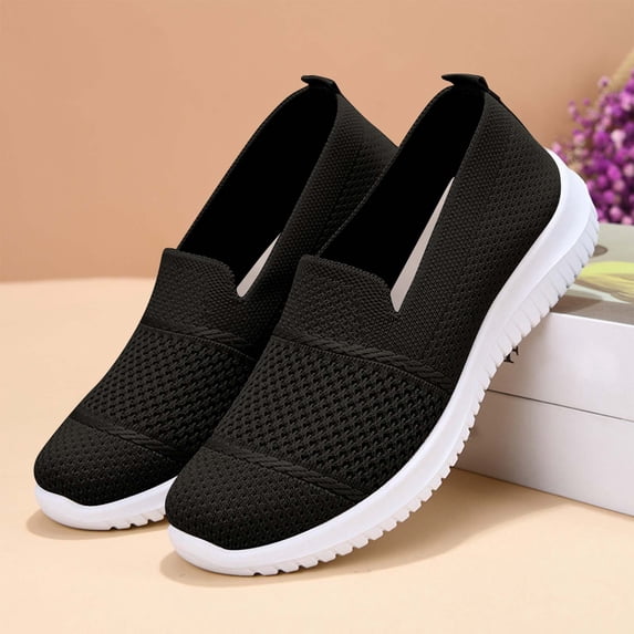 Orthopedic Dress Shoes for Women Arch Support Work Shoes Wide Width Slip on Non Slip Hiking Shoes Knitted Mesh Stretch Comfort 2026 New Orthopedic Shoes