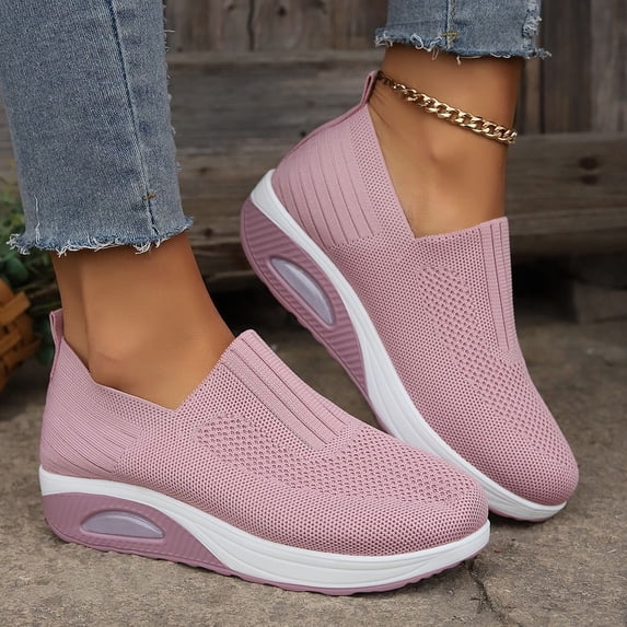 Orthopedic Dress Shoes for Women Arch Support Work Shoes Wide Width Slip on Non Slip Server Shoes Knitted Mesh Stretch Comfortable 2026 Orthopedic Shoes