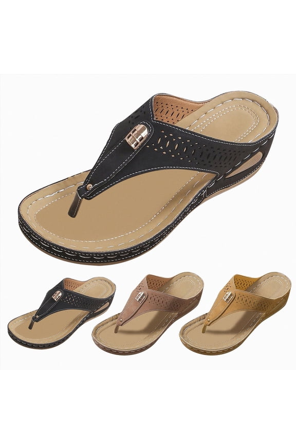 Orthopedic Flat Sandals for Women 2026 Summer Wedge Flip Flops Platform Wide Width Slides Casual Boho Beach Vintage Dressy Comfortable Thong Slippers Khaki Size 9