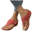 thumbnail image 1 of Orthopedic Flip Flop Wedge Sandals for Women With Arch Support Boho Comfort Walking Slip on Thongs Sandals, 1 of 7