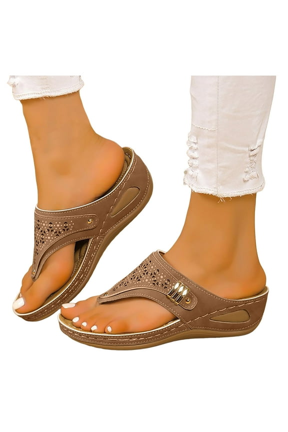 Women's Orthopedic Wedge Sandals 2025 Summer Arch Support Dressy Casual Beach Flip Flops Wide Vintage Boho