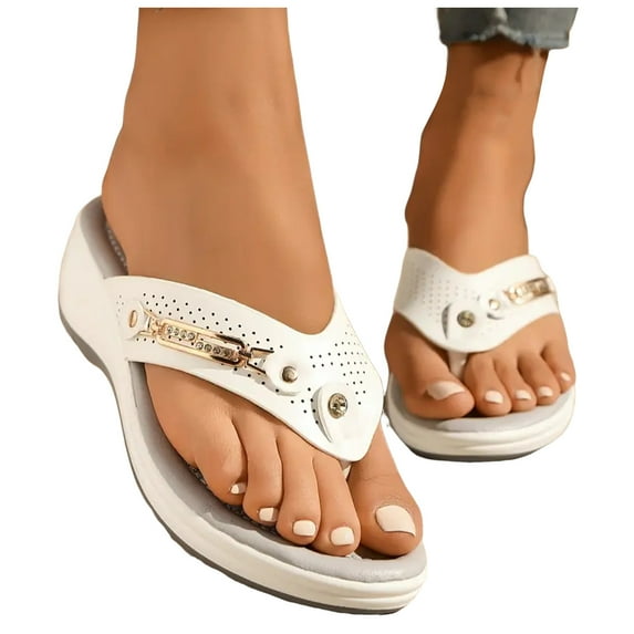 Orthopedic Flip Flops for Women 2025 Beach Casual Wide Width Wedge Slides Sandals Comfortable Walking Slip on
