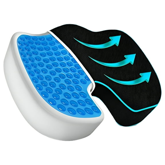 Orthopedic Gel Seat Cushion-Office Chair Cushion w/ 90% More Memory Foam for Sitting Comfort-Ergonomic for Coccyx, Tailbone, Sciatica & Back Pain Relief Perfect for Car, Truck, Wheelchair, Desk Chair