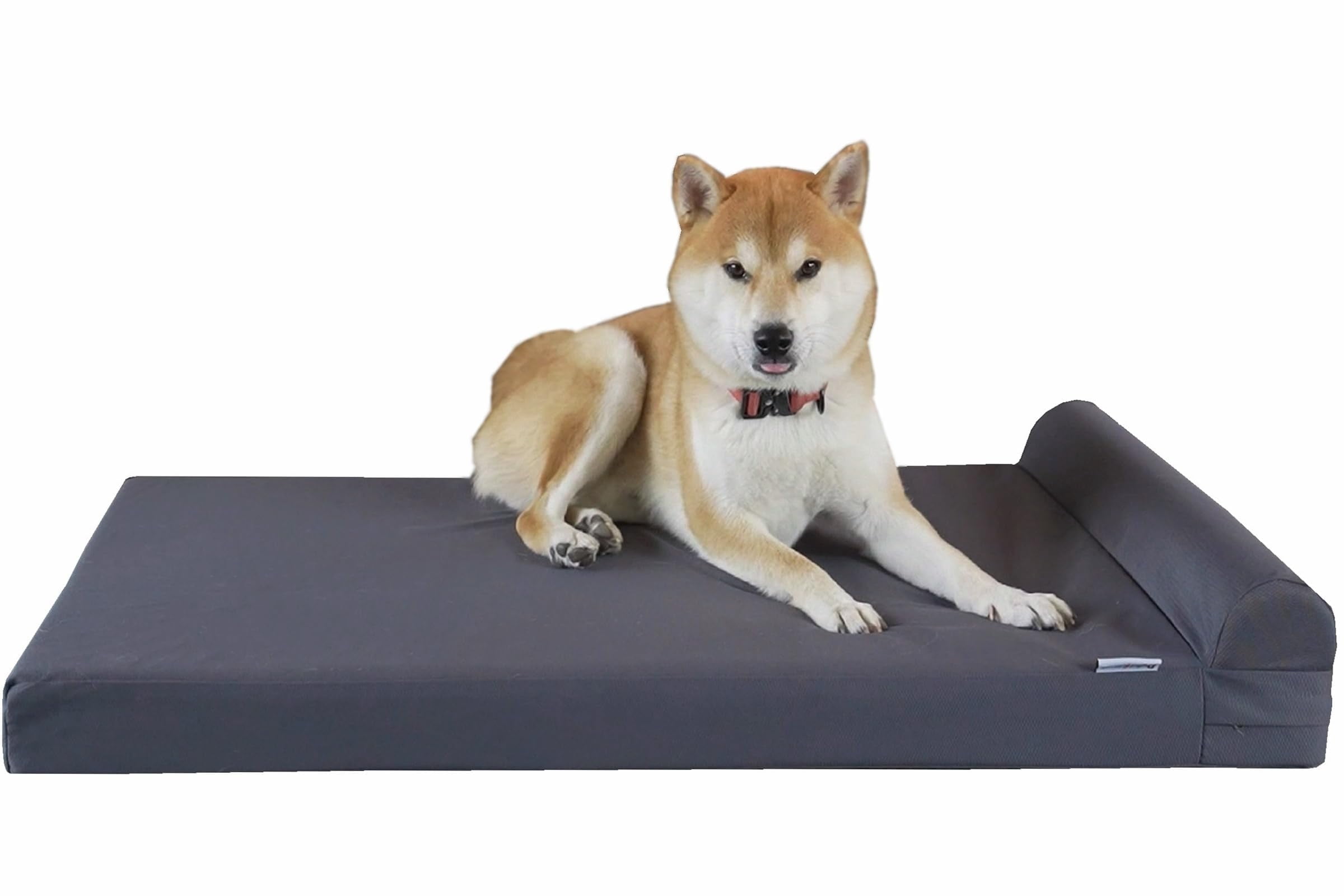 Dogbed4less Orthopedic Dog Bed Large 42x28 Gray Linen Memory Foam with Washable Cover for Pets