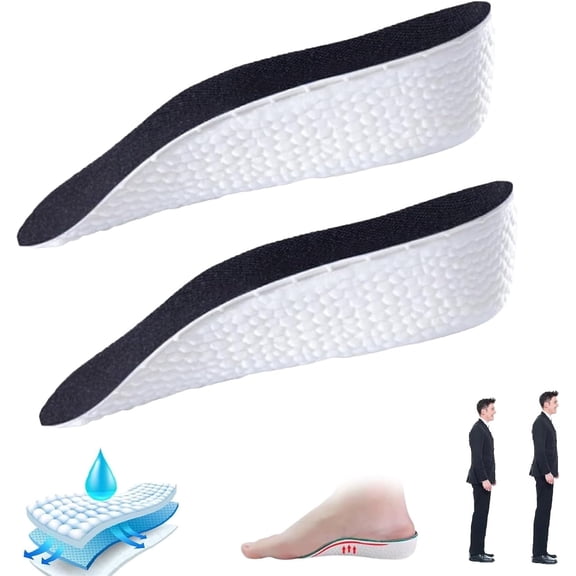 Orthopedic Height Increase Insoles 1 Inch Arch Support Heel Cushion Black (black )