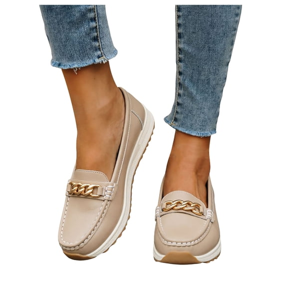 Orthopedic Loafers Sneakers for Women Comfortable Slip on Shoes with Arch Support Lightweight Non Slip Sole Day Wear Footwear Beige Size 6.5