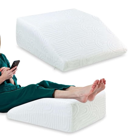 Orthopedic Medical Grade Foam Bed Wedge Pillow, Elevated Leg Rest Pillow - 8 X 20 X 24 Inch | For Improved Circulation, Acid Reflux, Back, Leg, Sciatica Pain Relief, Washable Outer Cover