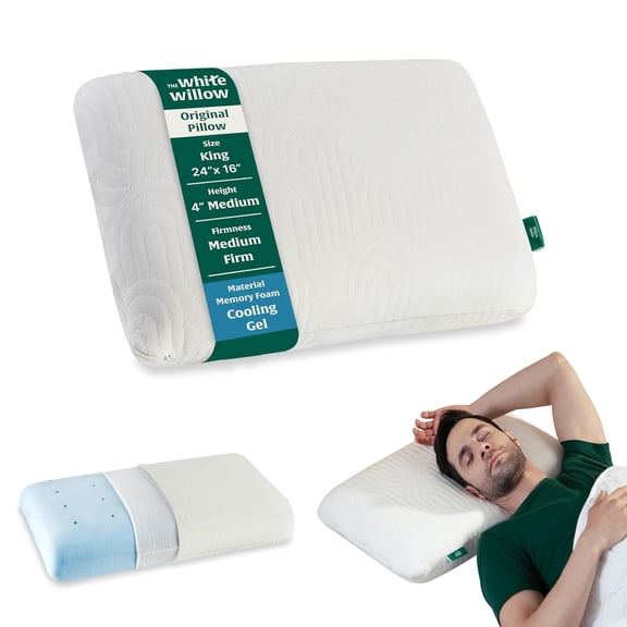 Orthopedic Memory Foam Cooling Gel Pillow, Neck Support Sleeping Bed Pillow, White - King Size - 24 L X 16 W X 4 H Inches | Versatile & Multipurpose Pillows, Adjustable, Removable Cover