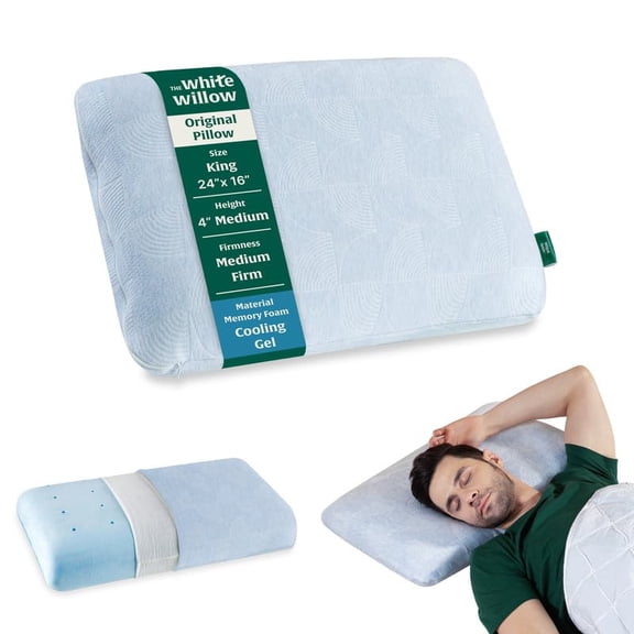 Orthopedic Memory Foam Cooling Gel Pillow, Queen Size - 24 L X 16 W X 4 H Inch | For Neck & Back Support Sleeping Bed Pillow With Removable Zipper Cover, Adjustable, Multipurpose Pillows