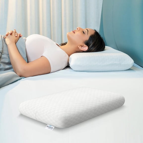 Orthopedic Memory Foam Deep Sleep Pillow, Standard Size - 20 X 13 X 4 Inch | White, For Neck & Shoulder Pain Relief, Removable Zipper Cover | Neck Support, Comfortable Pillow - Pack 1