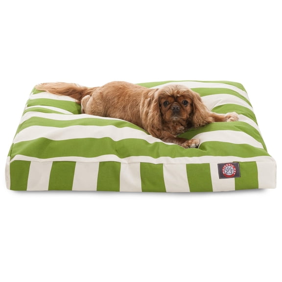 Orthopedic Memory Foam Dog Bed Medium 35x29x4 Inch Rectangle Washable Cover for Senior Dogs Durable Crate Bed Vertical Stripe Sage Green
