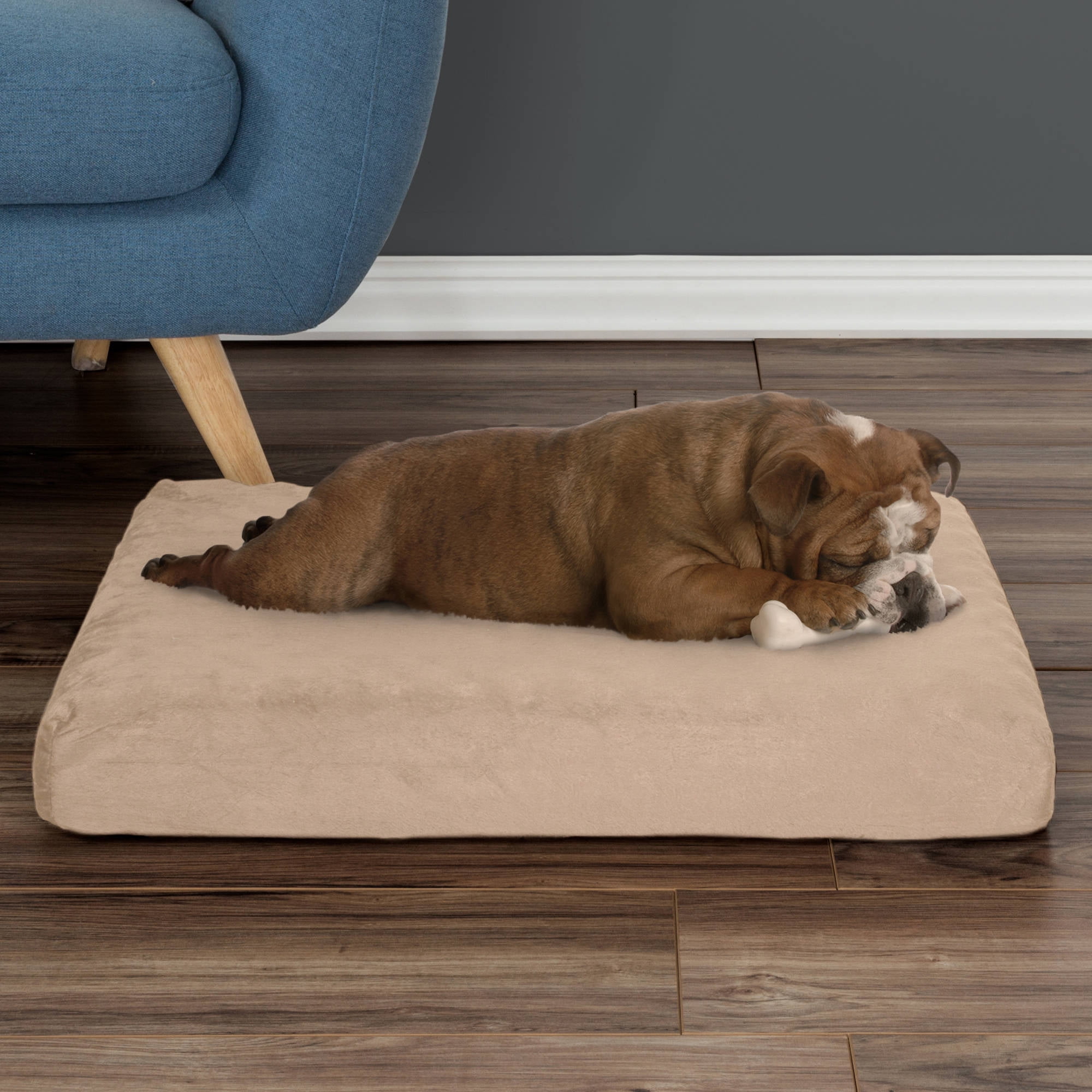 Medium Tan Orthopedic Memory Foam Pet Bed with Plush Cover