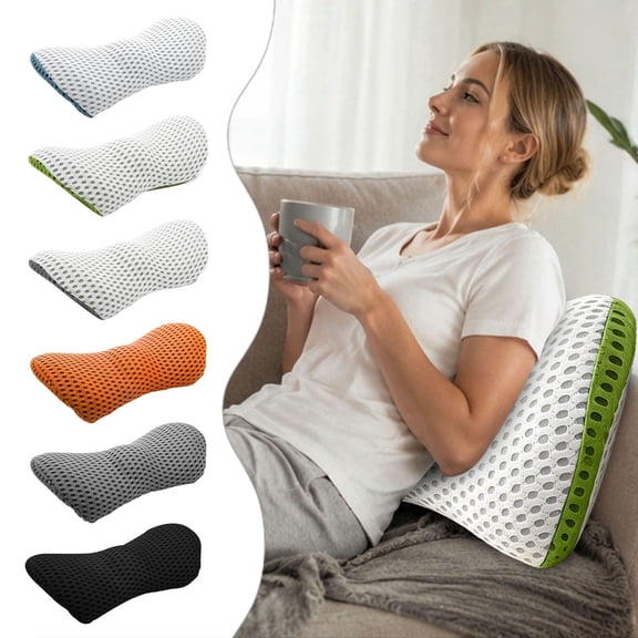 Orthopedic Memory Foam Lumbar Support Pillow Ergonomic Back Cushion 12.6"x9.4"x5.1" Removable Washable Cotton Cover Pressure Relief for Office Chair Car Seat Home Use