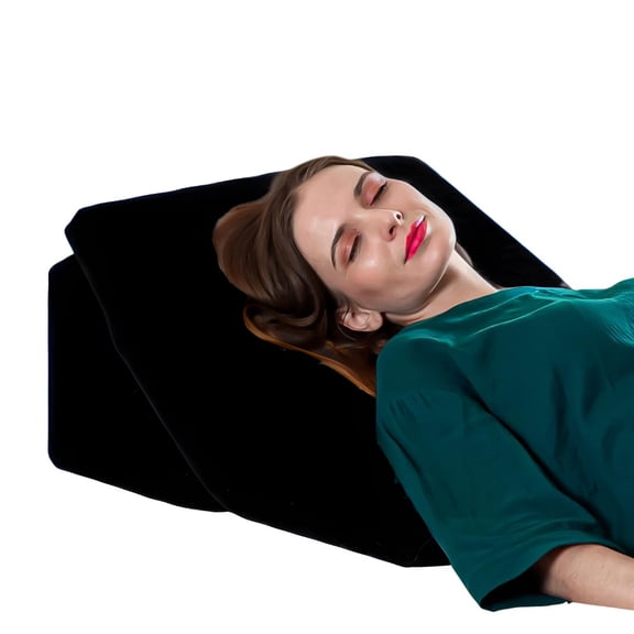 Orthopedic Memory Foam Pillow, Extra Large Adjustable Bed Wedge Pillow, Black | For Back Support, Pregnancy, Sleeping, Acid Reflux, Leg Support & Elevation, Reading With Removable Cover