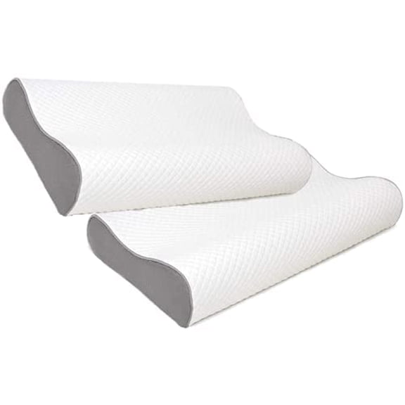 Orthopedic Memory Foam Pillow, White Color, King Size - 24 X 14 X 4 Inch | Cool Gel Cervical Memory Foam Pillow For Neck & Shoulder Pain | Removable Cover, Comfortable - Set Of 2