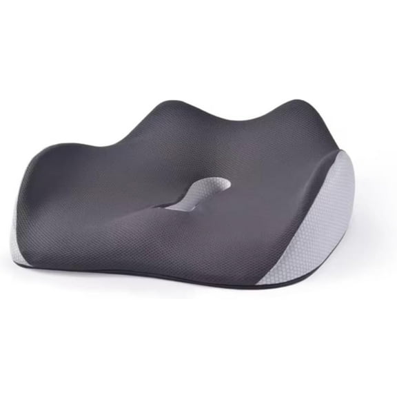 Orthopedic Memory Foam Seat Cushion with Lumbar Support – Sciatica, Tailbone, Coccyx, Hip & Back Pain Relief – 5-Zone Ergonomic Design for Office Chair, Car, Wheelchair & Home Use (Grey)