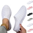 thumbnail image 1 of Orthopedic Mule Clogs for Women Summer Mesh Breathable Slip On Knitted Mule Sneakers with Arch Support Closed Round Toe Backless Flats Slippers Comfortable Walking Beach Slippers Sandals,White,38, 1 of 10
