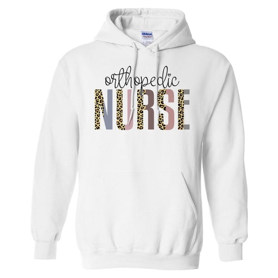 Orthopedic Nurse Leopard Print Hoodie Sweatshirt Unisex Medium White