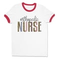 thumbnail image 1 of Orthopedic Nurse Leopard Print Ringer Tee Shirt Unisex 2X-Large White/Red, 1 of 5
