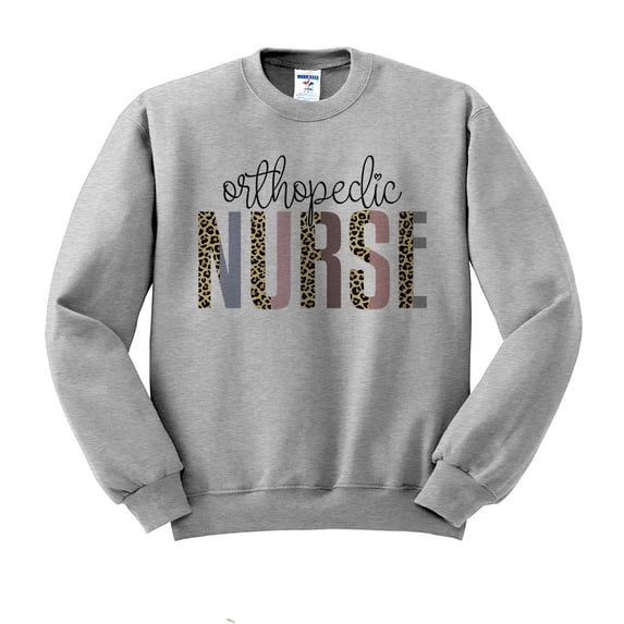 Orthopedic Nurse Leopard Print Sweatshirt Unisex 4X-Large Grey