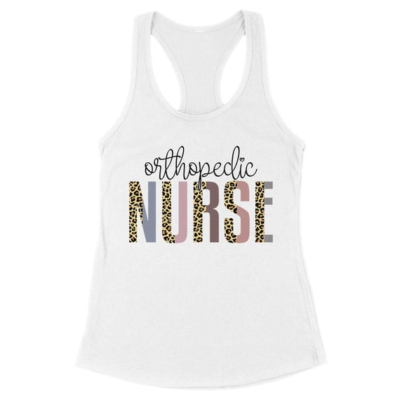 Orthopedic Nurse Leopard Print Tank Top Fitted Racerback Women's Large White
