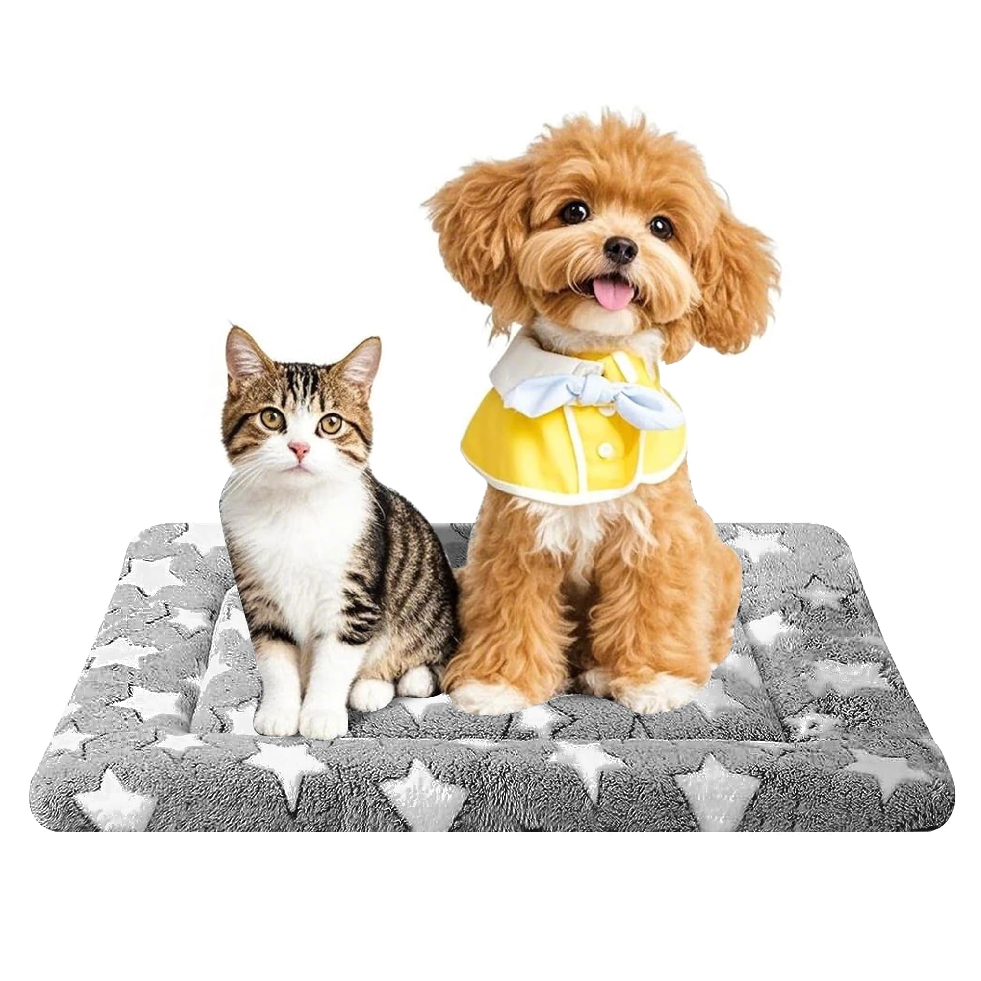 Orthopedic Pet Bed for Cats & Dogs, Washable Plush Mat with Non-Slip Bottom, Gray 30x20 Inch