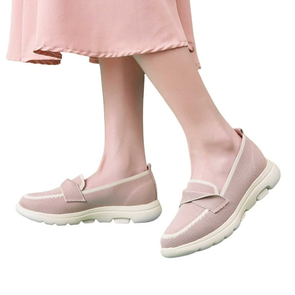 Orthopedic Platform Penny Loafers for Women Spring Fall Comfort Knitted Fashion Casual Slip on Walking Wedges Dress Shoes