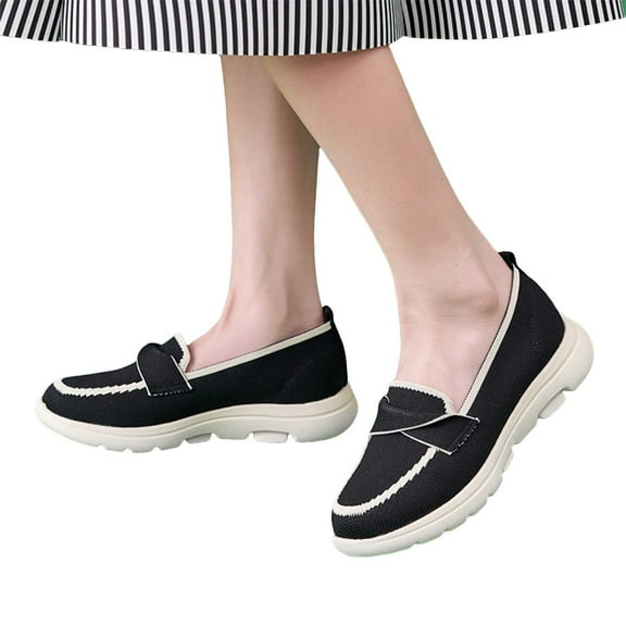 Orthopedic Platform Penny Loafers for Women Spring Fall Comfort Knitted Fashion Casual Slip on Walking Wedges Dress Shoes