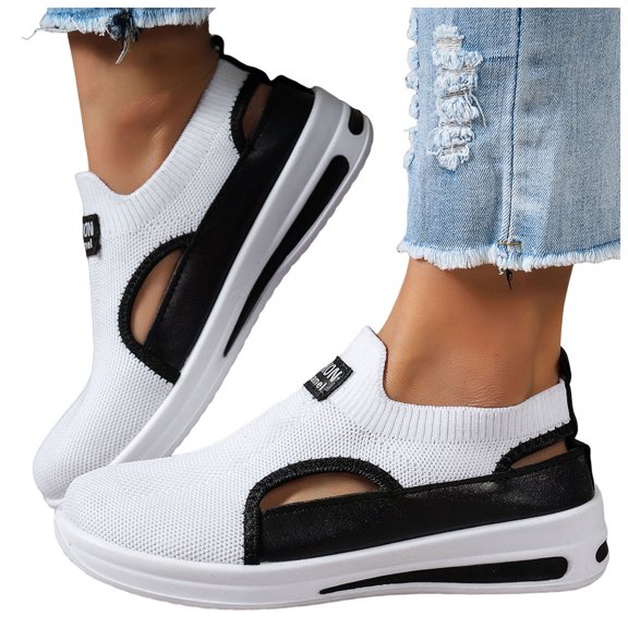 Orthopedic Platform Sneakers for Women Hollow out Woven Breathable Mesh Non Slip Tennis Shoes Work Arch Support Nursing Cushion Footwear White Size 6