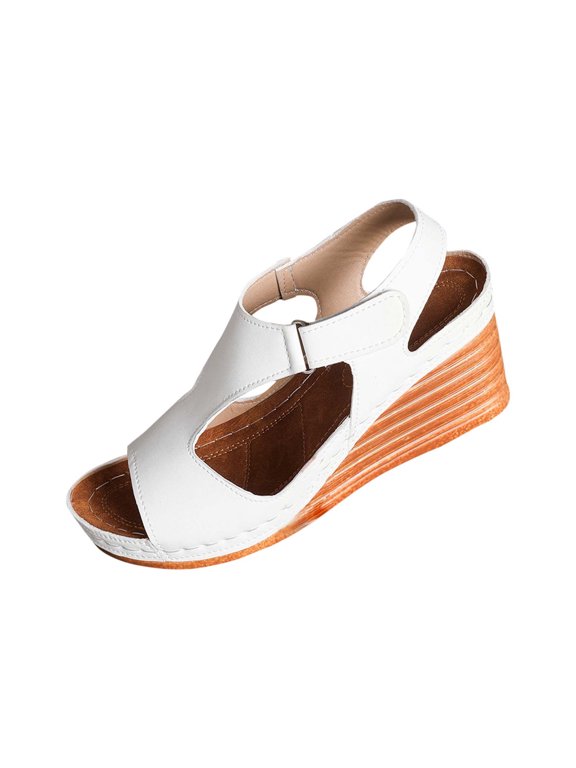 Orthopedic Platform Wedge Sandals for Women Summer Dressy,Open Toe Slip On Espadrilles Casual Boho Flat Ankle Strap Sandals with Arch Support Comfortable Beach Shoes