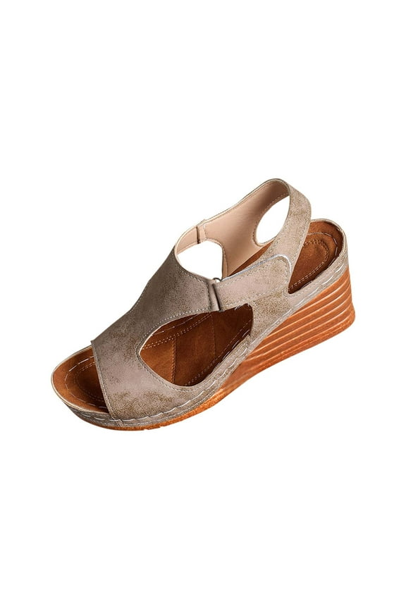 Orthopedic Platform Wedge Sandals for Women Summer Dressy,Open Toe Slip On Espadrilles Casual Boho Flat Ankle Strap Sandals with Arch Support Comfortable Beach Shoes