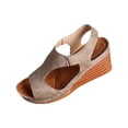 thumbnail image 1 of Orthopedic Platform Wedge Sandals for Women Summer Dressy,Open Toe Slip On Espadrilles Casual Boho Flat Ankle Strap Sandals with Arch Support Comfortable Beach Shoes, 1 of 1