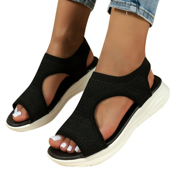 Orthopedic Platform Wedge Sandals for Women Summer Dressy 2025 Flat Open Toe Ankle Strap Mesh Sandals
