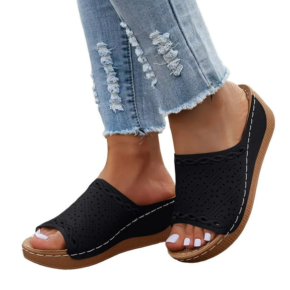 Orthopedic Platform Wedge Slip on Sandals for Women 2025 Summer Beach Casual Dressy High Heel Slides