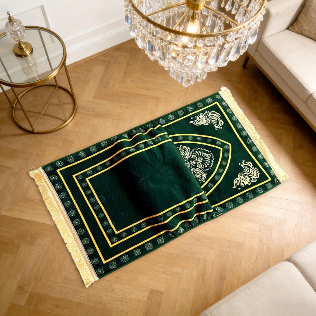 Orthopedic Prayer Mat with Memory Foam Knee Support – Extra Thick Padded Prayer Rug, Extra Soft Kneeling Cushion for Men & Women, Non-Slip Velvet Mat for Eid, Daily Prayer