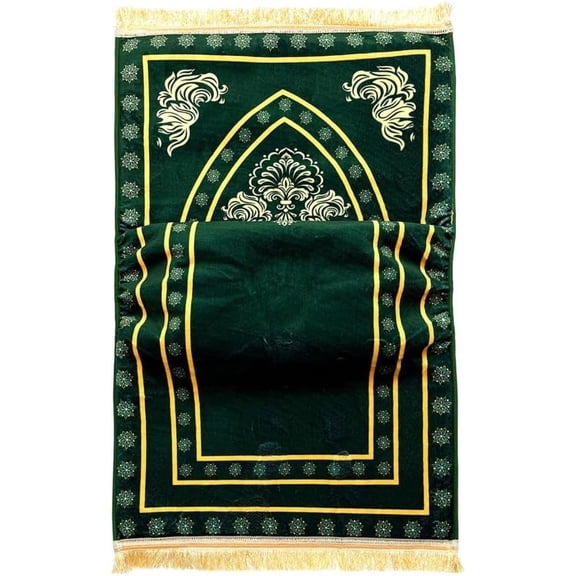 Orthopedic Prayer Mat with Memory Foam Knee Support Extra Thick Padded Prayer Rug, Extra Soft Kneeling Cushion for Men & Women, Non-Slip Velvet Mat for Eid, Daily Prayer (Q)