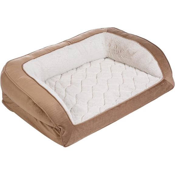 Orthopedic Quilted Couch Dog Bed for Pets – Desert Sand (Small)