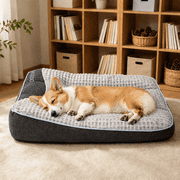 BOFNL Orthopedic Dog Beds with Pillow for Medium Sized Dogs, Thick Soft Pet Mattress, Washable & Non-Slip Bottom, up to 40 lbs, 32"x25"x7", Gray