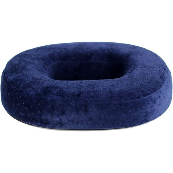 Orthopedic Ring Cushion Made from Memory Foam, Donut Cushion for Relief of Haemorrhoids (Piles) and Coccyx Pain, Suitable for Wheelchair, Car Seat, Home Or Office, Blue (Navy)