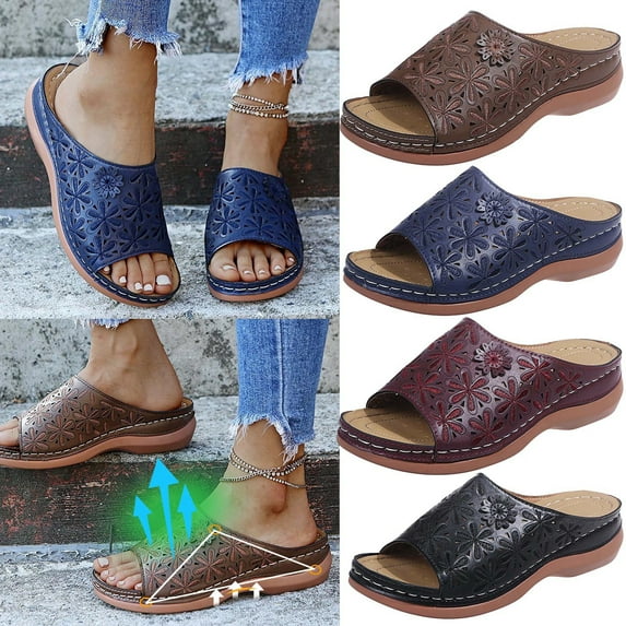 Orthopedic Sandal for Women Dressy Summer Sandals with Arch Support Casual Open Toe Wedge Platform Sandals Roman Vintage Anti-Slip Breathable Slipper